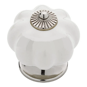 PUXADOR PORCELANA ABOBORA BRANCO C1001