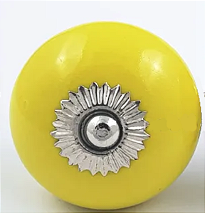 PUXADOR PORCELANA INDIANO REDONDA AMARELO 40MM