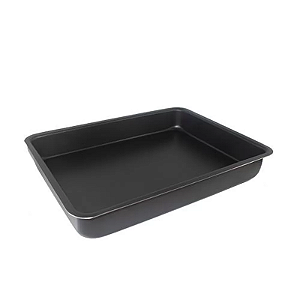 ASSADEIRA RETANGULAR BAIXA ANTIADERENTE 373X265X41MM PRETA
