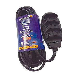 EXTENSÃO TRIPLA NATICON PP 05M PRETA