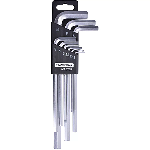 JOGO CHAVE HEXAGONAL 9 PEÇAS 1.5MM A 10MM TRAMONTINA
