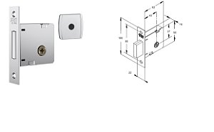 FECHADURA STAM 1004 ROSETA QUADRA INOX