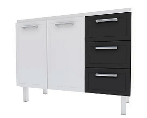 GABINETE COZINHA  APOLO FLAT1.20 PRETO 4 GAVETA MO PIA 120
