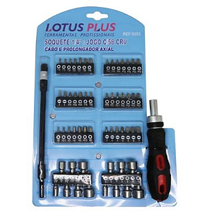 KIT JOGO SOQUETE 1/4 COM 58 PÇS LOTUS