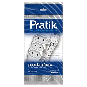 EXTENSÃO FIO PARALELO 2X0,75 5M BRANCO PRATIK