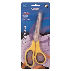 TESOURA  PARA  COSTURA WESTERN 502808 AMARELA