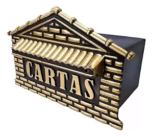 CAIXA CORREIO PVC REAL PRETA/OURO 04P