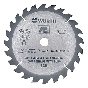DISCO SERRA CIRCULAR 7.1/4 185MM 24D WURTH