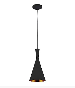 PENDENTE ALUMÍNIO CONE CHINES PRETO COM INOX