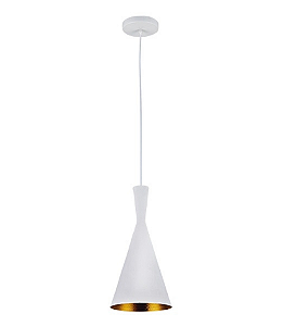 PENDENTE ALUMÍNIO CONE CHINES BRANCO COM INOX