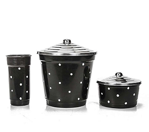 KIT PIA PLASTICO COM TAMPA ALUMINIO POA PRETO