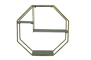 PRATELEIRA NICHO HAYNER OCTOGONAL LUXO DOURADO
