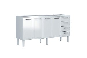 GABINETE COZINHA  APOLO FLAT 1,80M BRANCO 4 GAVETA MO PIA