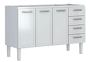 GABINETE COZINHA APOLO FLAT 150CM BRANCO 4 GAVETA MO PIA