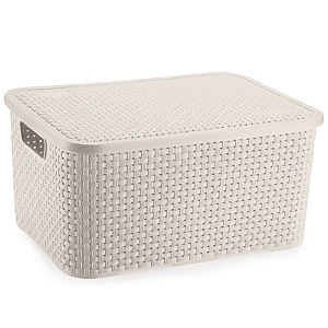 CESTO ORGANIZADOR RATTAN COM TAMPA 5 LITROS BRANCO ESTAÇ NETRO