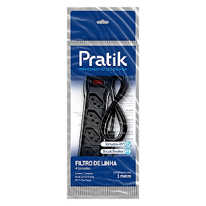 FILTRO DE LINHA 5 TOMADA COM CABO 1M PRETO PRATIK
