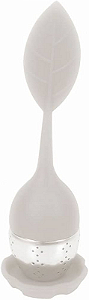 INFUSOR DE CHÁ SILICONE CINZA COM BASE OIKOS
