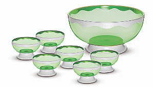 CONJUNTO SOBREMESA VERDE 13 PEÇAS ONDULADO ACD 35