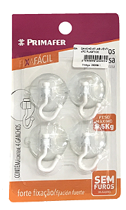 GANCHO PRIMAFER VENTOSA 4 PEÇAS PLÁSTICO
