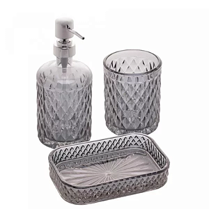 CONJUNTO 3 PEÇAS PARA BANHEIRO VIDRO LITT 26701
