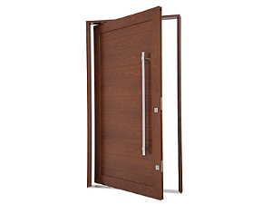 PORTA SASAZAKI ALUMÍNIO PIVOTANTE MADEIRADO 126 LAMBRIS DIREITA