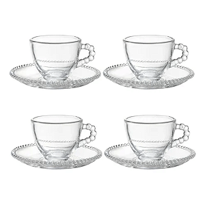 JOGO XÍCARA 4 PEÇAS CAFÉ COM PIRES PEARL 80ML WOLFF