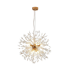 LUSTRE PENDENTE DOURADO DENTE LEÃO 8 LAMPADA G9