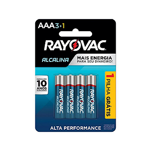 PILHA RAYOVAC ALCALINA  AAA 3+1 GRATIS
