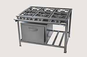 FOGÃO INDUSTRIAL TRON 6B 6QDG 40X40 COM FORNO
