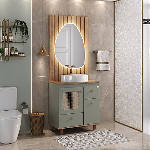 CONJUNTO JULIA OLIVIA SALVIA 80 COM ESPELHO ORG LED