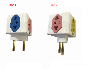 PINO CUBO 2P 3T AZUL/ROSA/AMARELO 10A 1T 20A VERMELHO