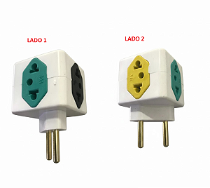 PINO CUBO 2P 3T AMARELO/VERDE AGUA/PRETO 10A 1T 20A VERMELHO