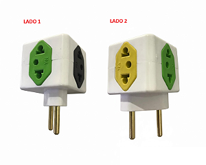 PINO CUBO 2P 3T AMARELO/VERDE ÁGUA/PRETO 10A 1T 20A VERMELHO