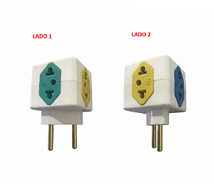 PINO CUBO 2P 3T VEDE ÁGUA/AMARELO/AZUL 10A 1T 20A VERMELHO