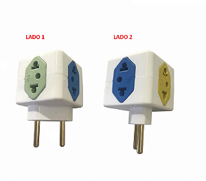 PINO CUBO 2P 3T VERDE MUSGO/AZUL/AMARELO 10A 1T 20A VERMELHO