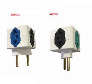 PINO CUBO 2P 3T AZUL/PRETO/VERDE CLARO 10A 1T 20A VERMELHO