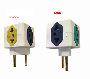 PINO CUBO 2P 3T AMARELO/ROXO/VERDE ÁGUA 10A 1T 20A VERMELHO