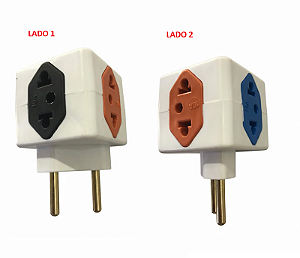 PINO CUBO 2P 3T PRETO/LARANJA/AZUL 10A 1T 20A VERMELHO