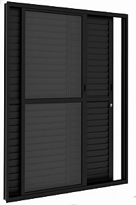 PORTA BASCULANTE CORRER 3 FOLHAS 1,50X1,50X2,10 COM TRAVA PRETA DIREITA