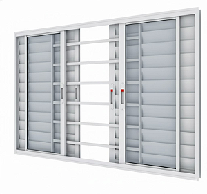 VENEZIANA 6 FOLHAS 1,5X1,00X0,70 COM GRADE COM FECHO BRANCO