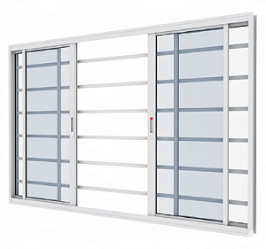 VITRO 4 FOLHAS 1,50X1,00X0,70 COM GRADE COM FECHADURA BRANCO