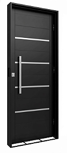 PORTA GIRATÓRIA COM FRISO COM PUXADOR 0,85X2,15X0,14 PRETO DIREITA