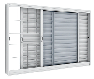 VENEZIANA 3 FOLHAS 1,50X1,00X0,12 COM GRADE QUADRADA BRANCO