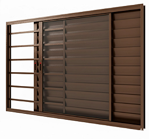 VENEZIANA 3 FOLHAS 1,50X1,00X0,70 COM GRADE COM FECHO BRONZE