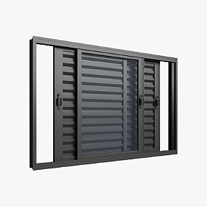 VENEZIANA 3 FOLHAS MÓVEL 1,50X1,00X0,10 SEM GRADE PRETO