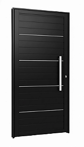 PORTA PIVOTANTE FILETE COM FRISO COM PUXADOR 120X2205X14 PRETO DIREITA