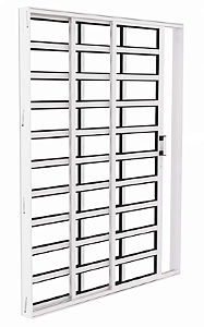 PORTA CORRER ALUMÍNIO 3 FOLHAS HORIZONTAL 215X160X10 DIREITA BRANCA