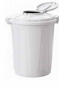LIXEIRA PRATICA HIGIÊNICA COM TAMPA E TRAVA LATERAL BRANCA INJEP