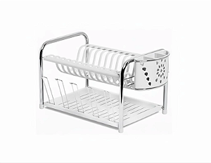 SECADOR LOUÇA COM PORTA COPO BRANCO E CROMADO NIQUELA