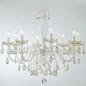 LUSTRE LOUVRE BRANCO FOSCO C/CRISTAIS CH